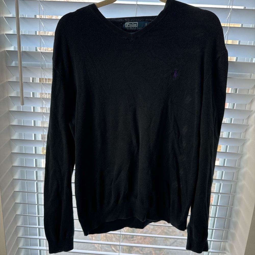 Ralph Lauren Classic Black V-Neck Sweater